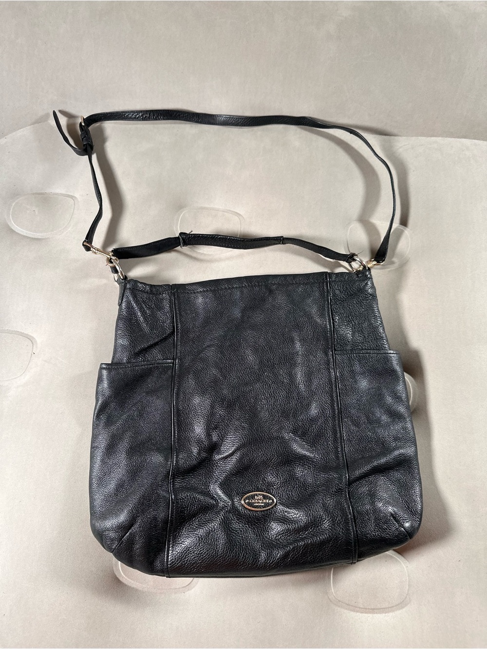 Coach Isabelle Hobo Black Pebbled Leather Crossbody Handbag Retro Y2K Gothcore